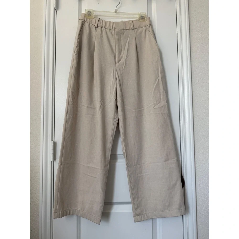 Uniqlo Women's Wide Leg Dress Pants Black Beige Office Formal Boss Trousers S